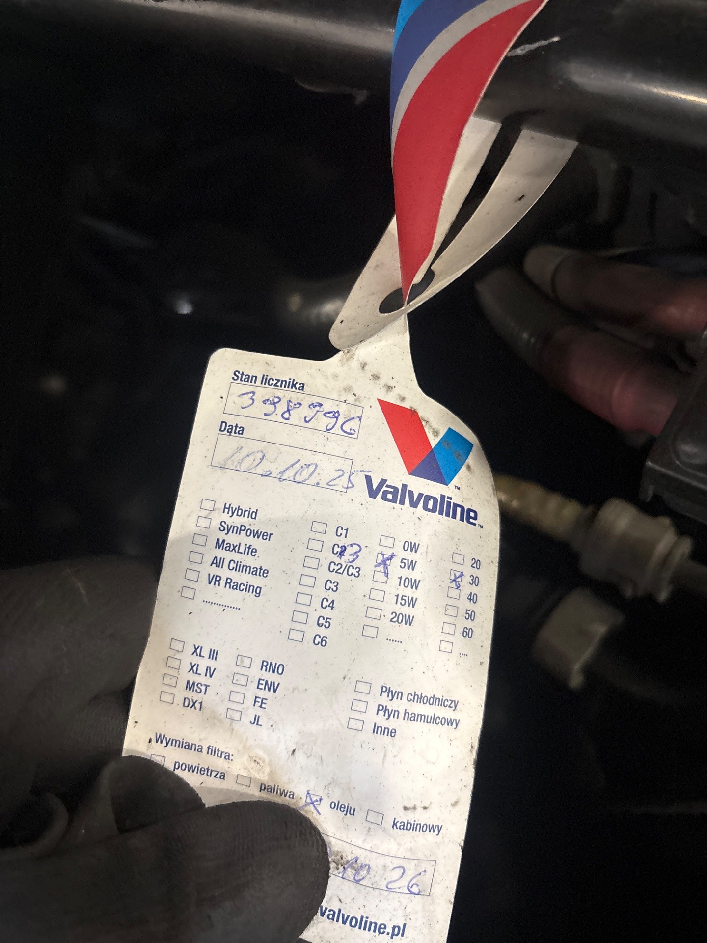 Informacja o wymianie oleju - BMW 5