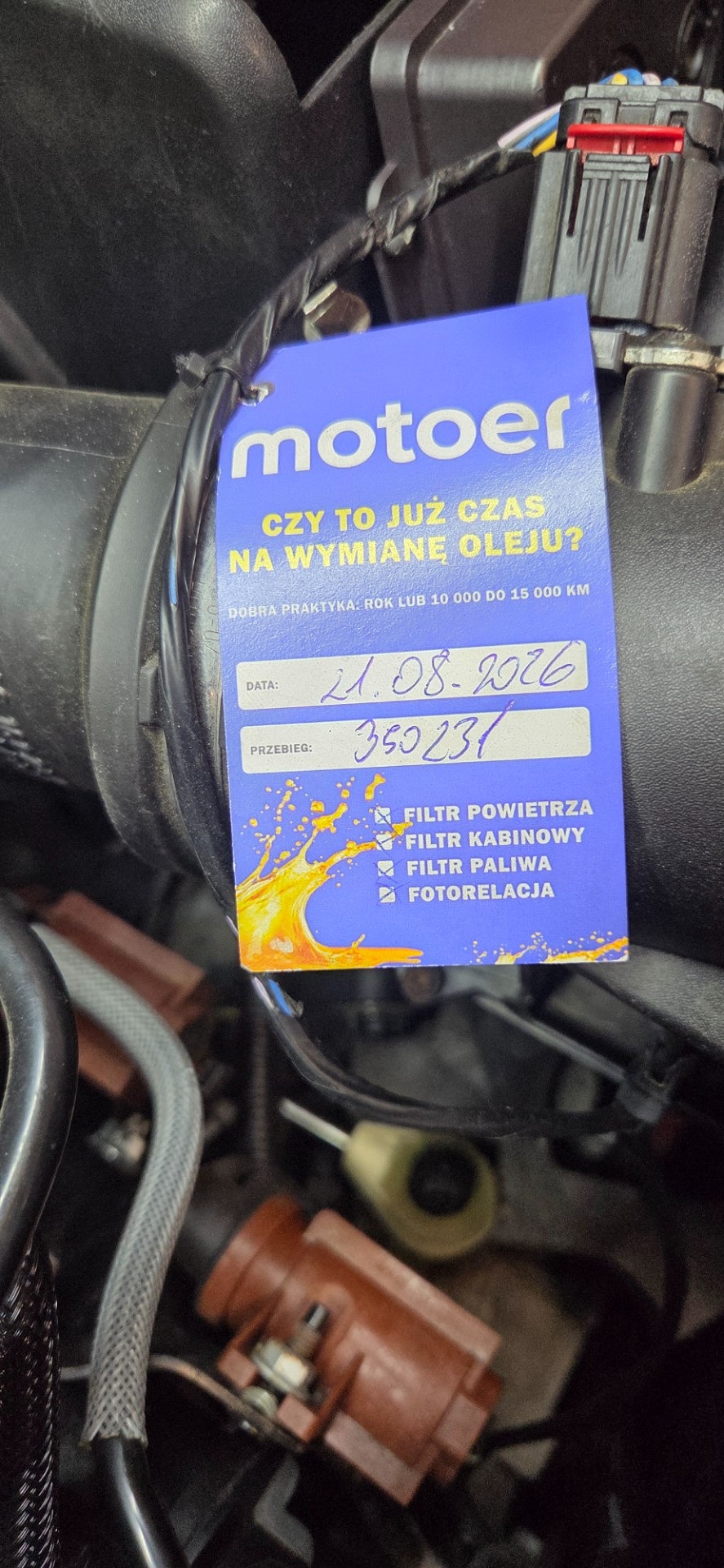 Informacja o wymianie oleju - FORD MONDEO IV Turnier